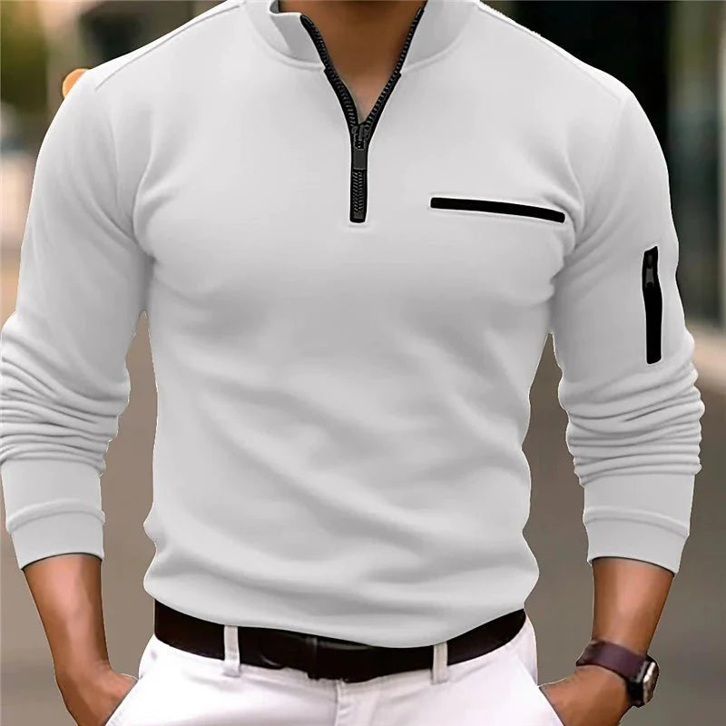 Comfortabele herentrui met kwartrits; veelzijdige pullover voor wintermode, casual & zakelijk. Ademend, stijlvolle herenkleding.