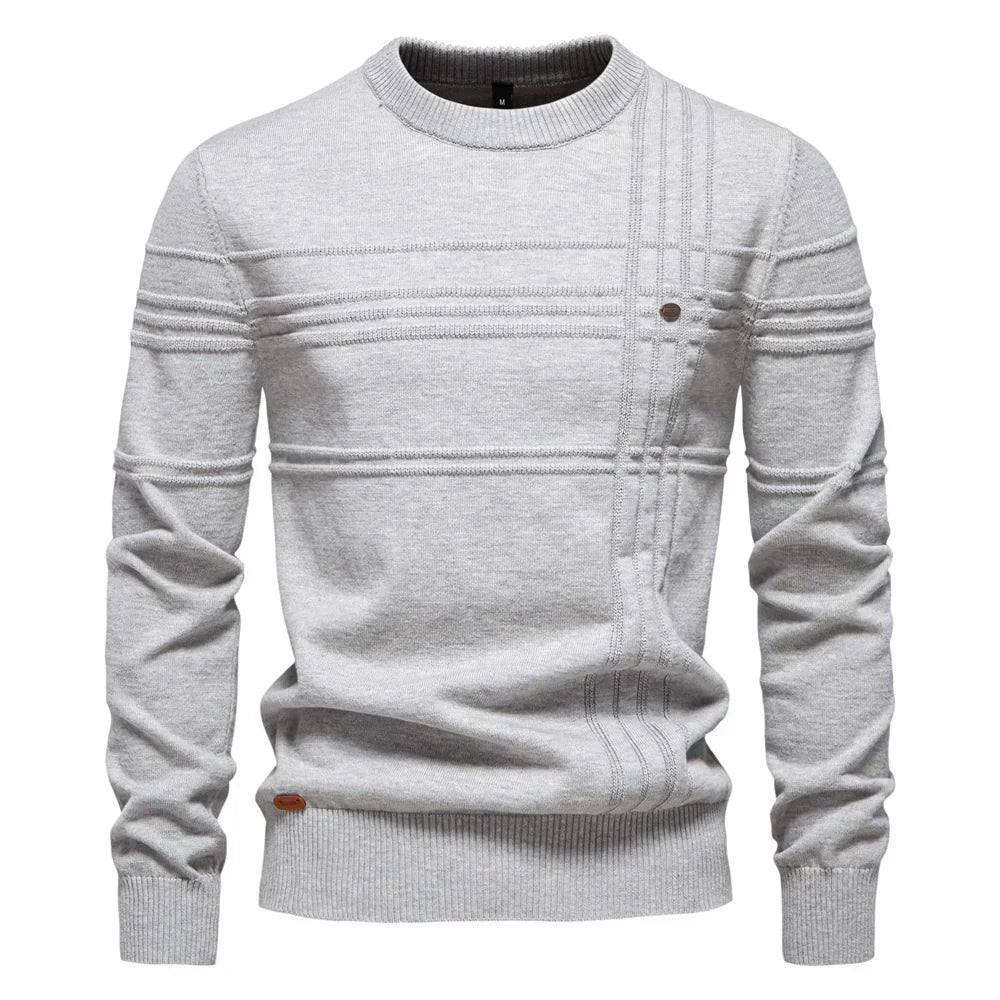 Stijlvolle herentrui met ronde hals, ideaal voor comfort en een elegante casual look in het najaar.