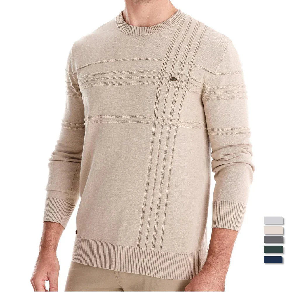 Comfortabele herentrui met klassieke ronde hals, perfect voor dagelijkse mode en herenkleding in de winter.