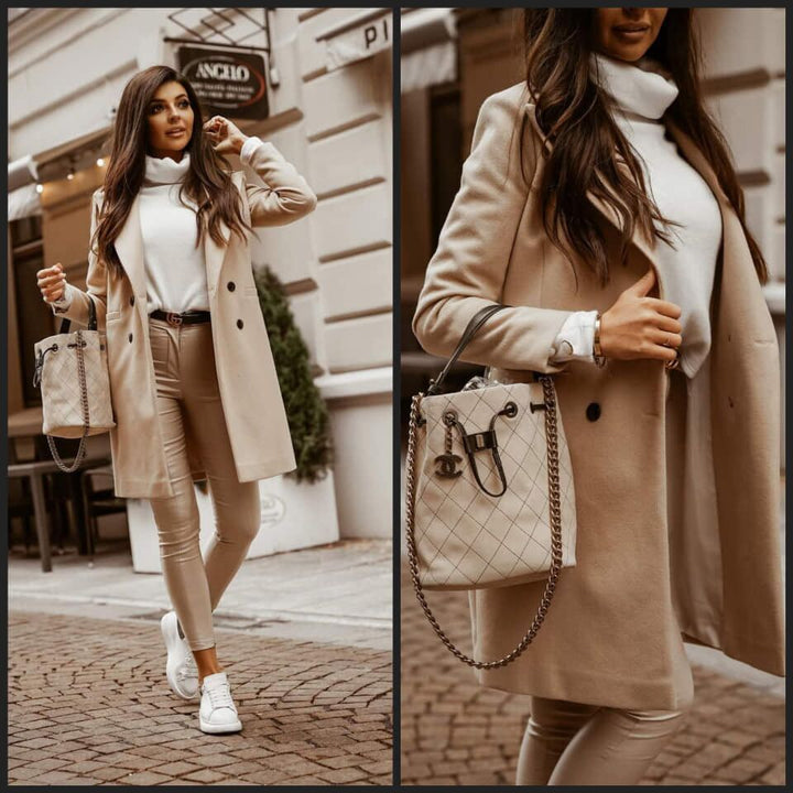 Stijlvolle lange damesjas. Comfortabele bovenkleding voor een elegante uitstraling in elk seizoen.