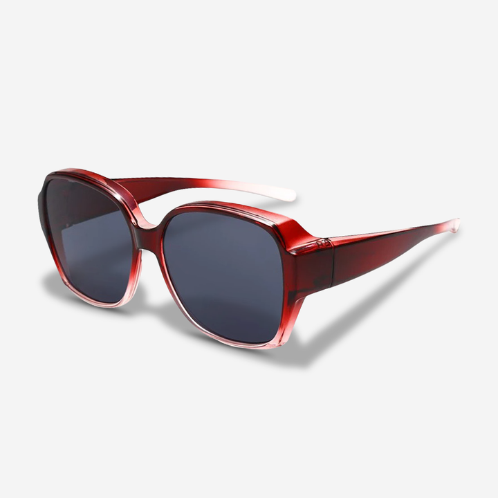 Elegante unisex overzetzonnebril; modieus en praktisch accessoire voor alle brildragers.