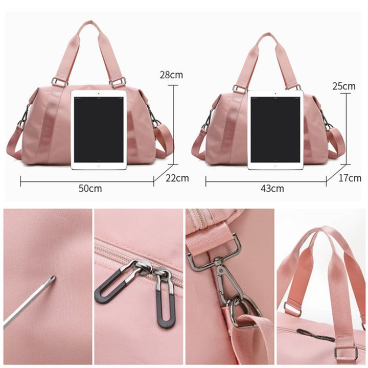 Stevige roze dames weekendtas / sporttas, waterdicht nylon, ruim en praktisch voor al je benodigdheden.
