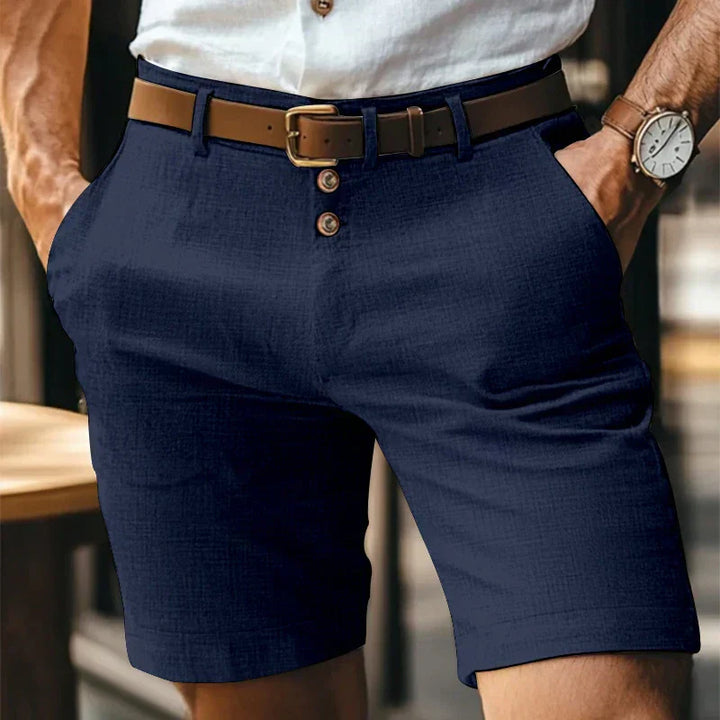 Comfortabele Lennart zomershorts, slim-fit herenmode met een ademende stof en vintage look.