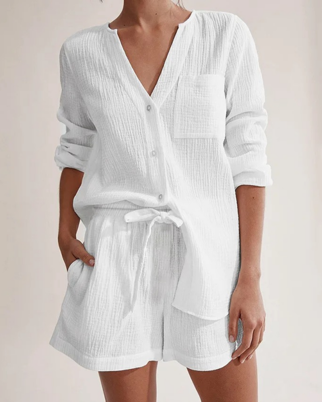 Stijlvolle tweedelige vrijetijdskleding set Nia voor dames, comfortabel en modieus voor ontspanning. Zomer outfit.
