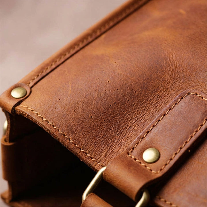 Lederen laptoptas dames en heren, retro stijl, geschikt voor kantoor en dagelijks pendelen met laptop.