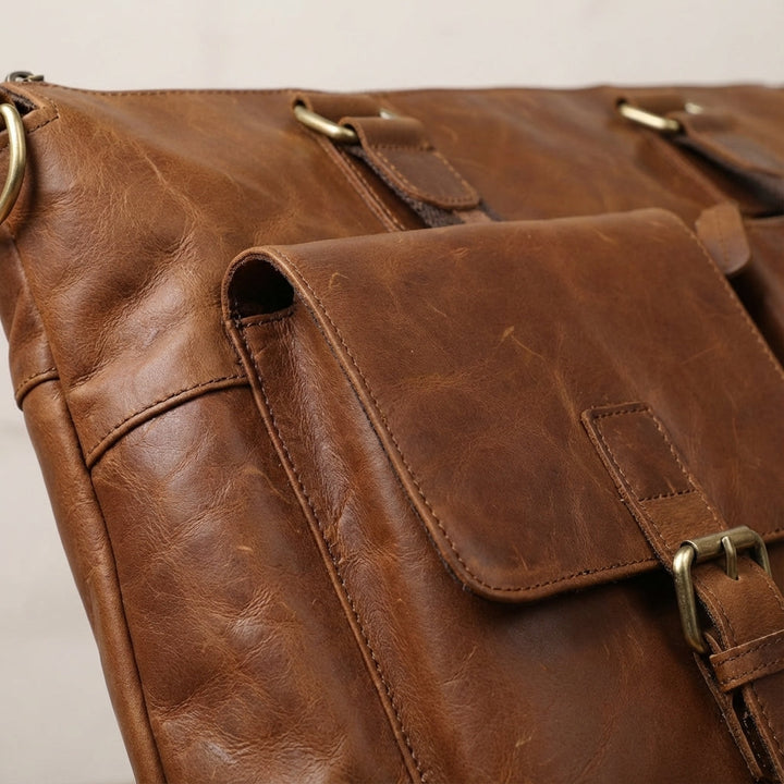 Professionele vintage laptoptas voor heren en dames, geschikt als reistas en stijlvolle werktas.