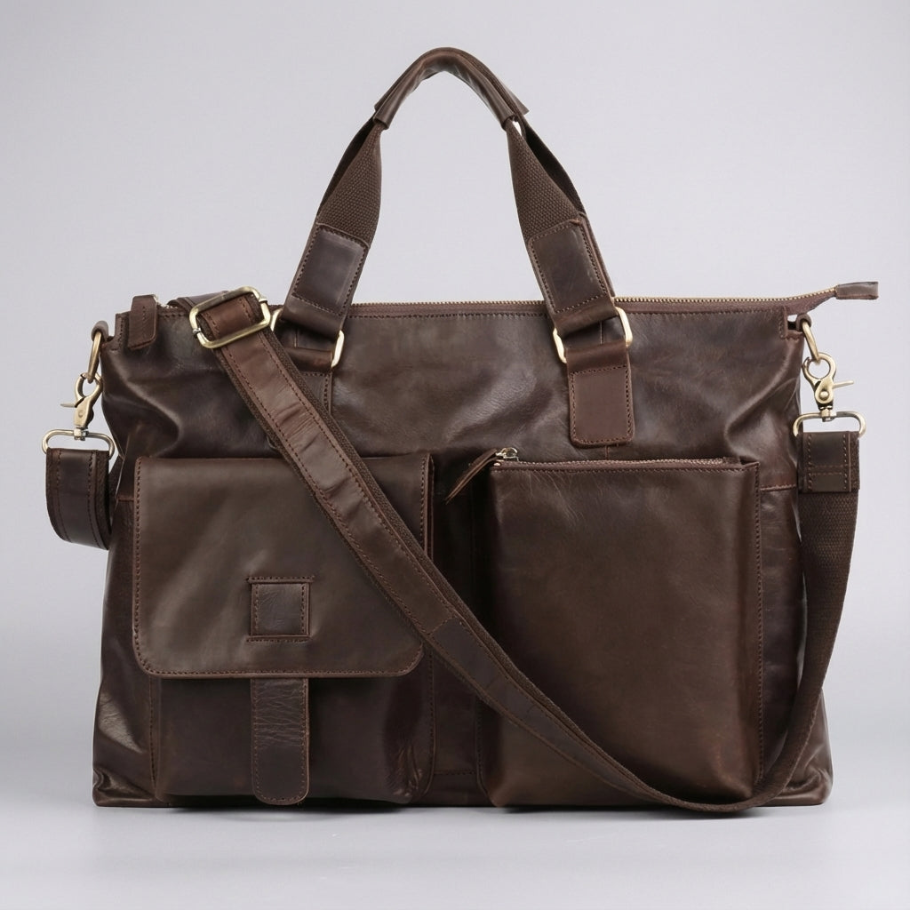 Unisex vintage zakelijke tas, functionele laptoptas en schoudertas voor documenten, werk en reizen.