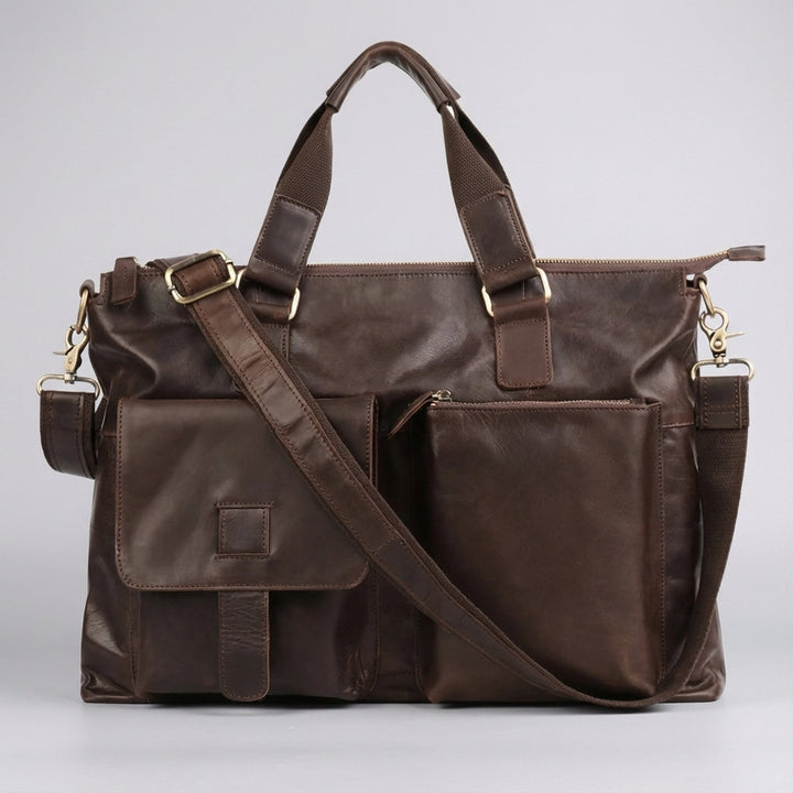 Unisex vintage zakelijke tas, functionele laptoptas en schoudertas voor documenten, werk en reizen.