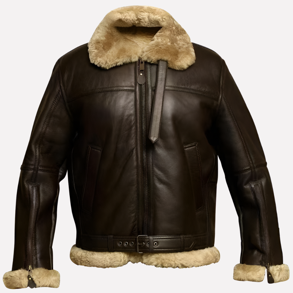 Stijlvolle, warme heren winterjas met shearling-stijl voering, ideaal voor koud weer en buitenkleding.