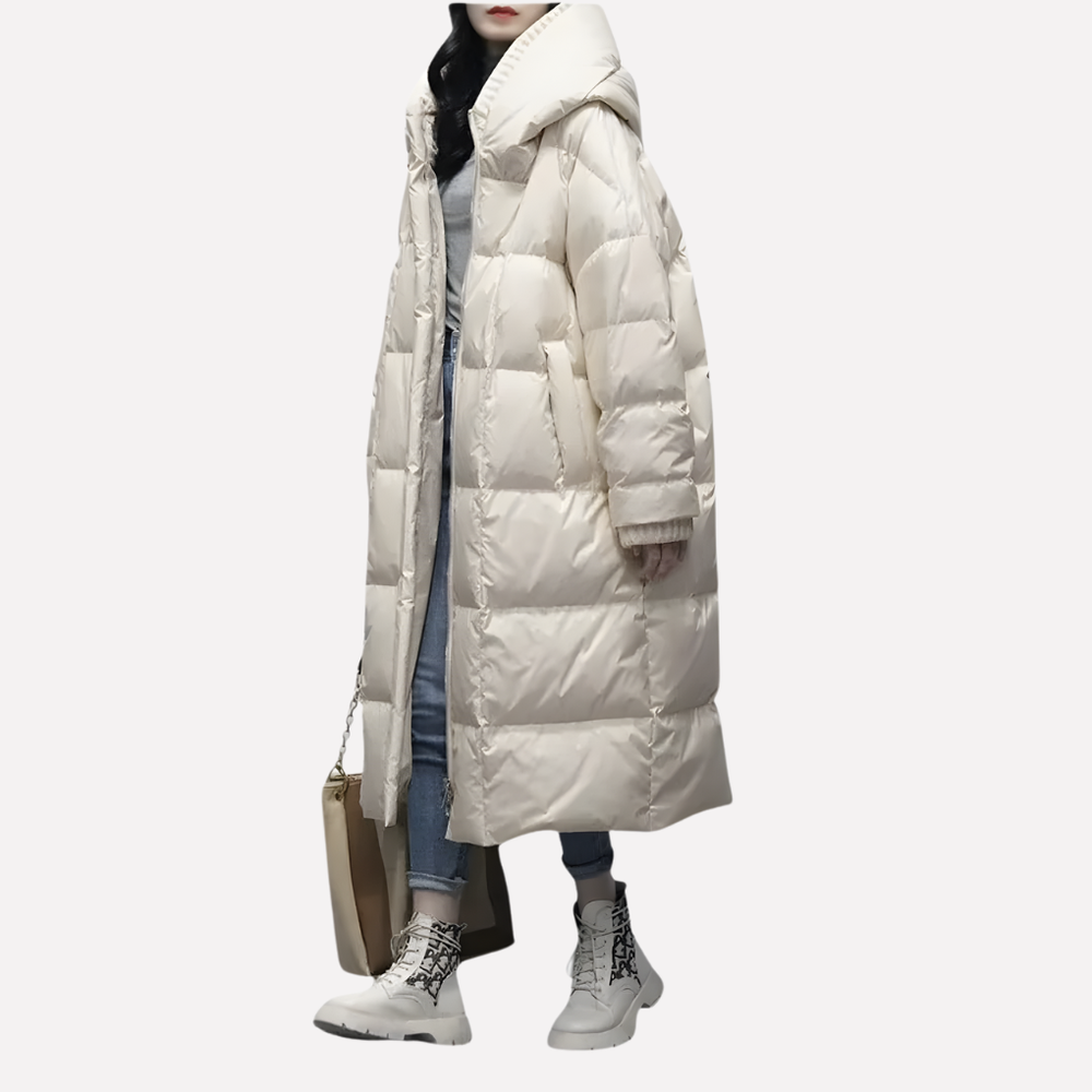 Comfortabele lange gequiltede damesjas, perfecte bovenkleding voor een stijlvolle en warme look. Veelzijdig.
