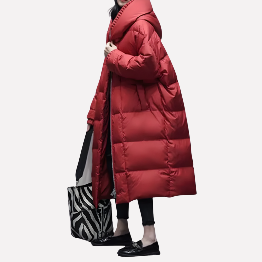 Elegante lange gequiltede damesjas, tijdloze bovenkleding voor comfort en stijl in de winter en herfst.