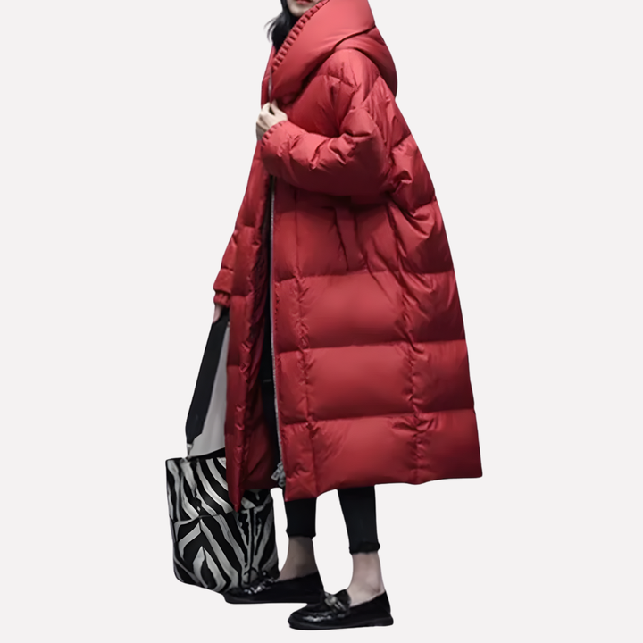 Elegante lange gequiltede damesjas, tijdloze bovenkleding voor comfort en stijl in de winter en herfst.