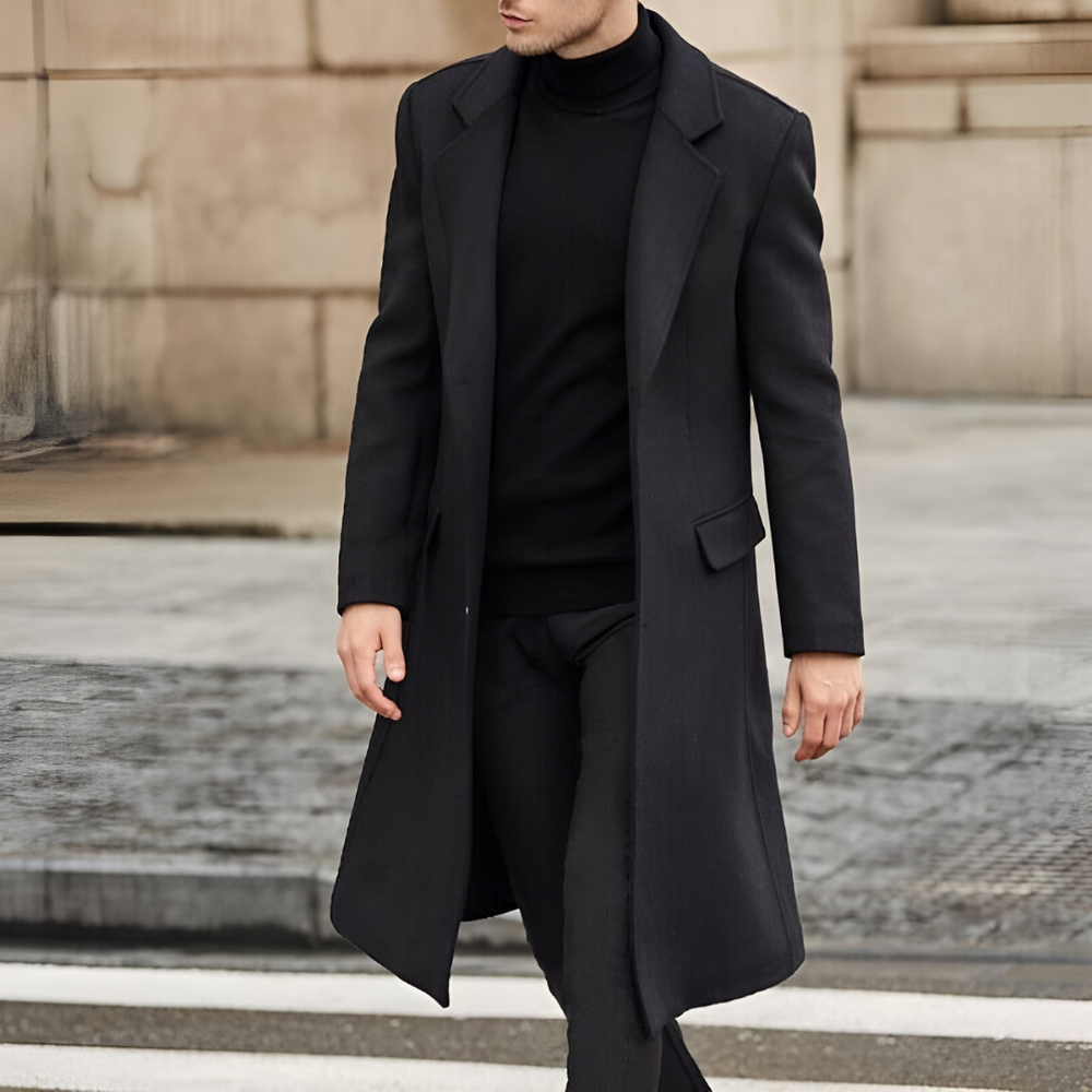 Nieuwe collectie grijze heren winterjas, lange overjas voor een stijlvolle en klassieke look, ideaal voor koud weer.