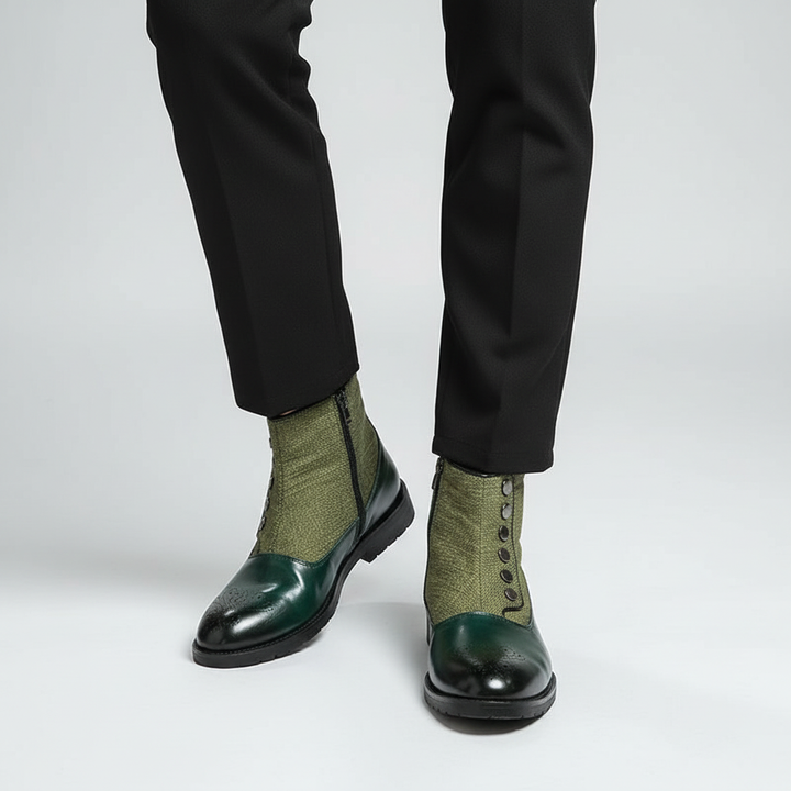 Comfortabele Julius heren laarzen van leer in zwart of groen, de perfecte stijlvolle keuze voor elke man.