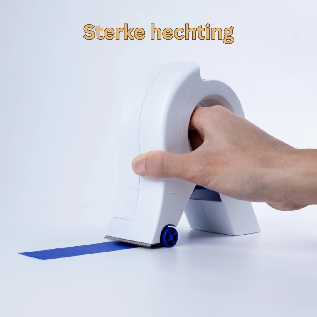 Close-up van de SwiftTape applicator, een handig stuk schildergereedschap voor nauwkeurig afplakken.
