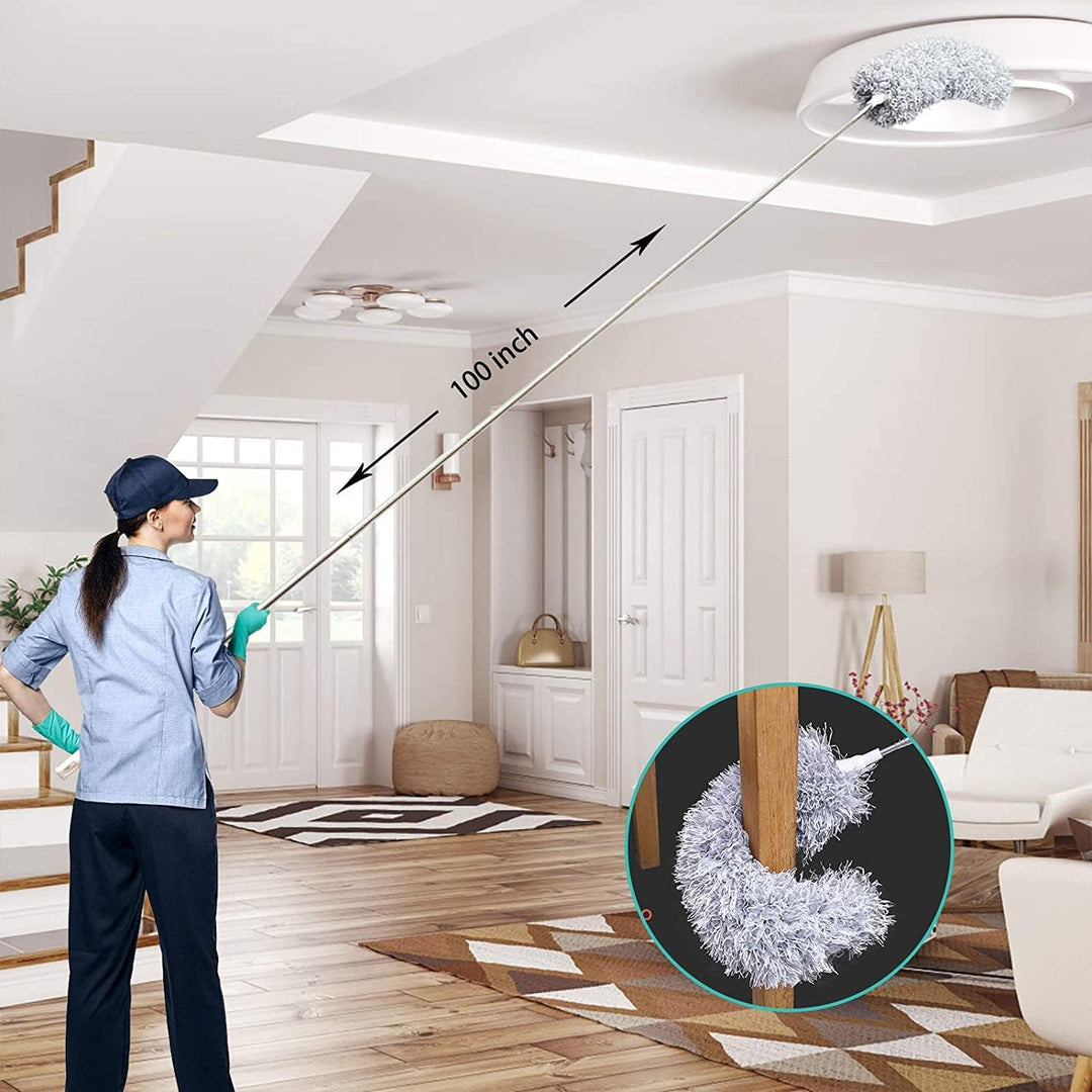 Telescopische plumeau 5m; lichtgewicht, wasbaar en duurzaam voor effectief stofvrij maken van hoogtes, zonder ladder.