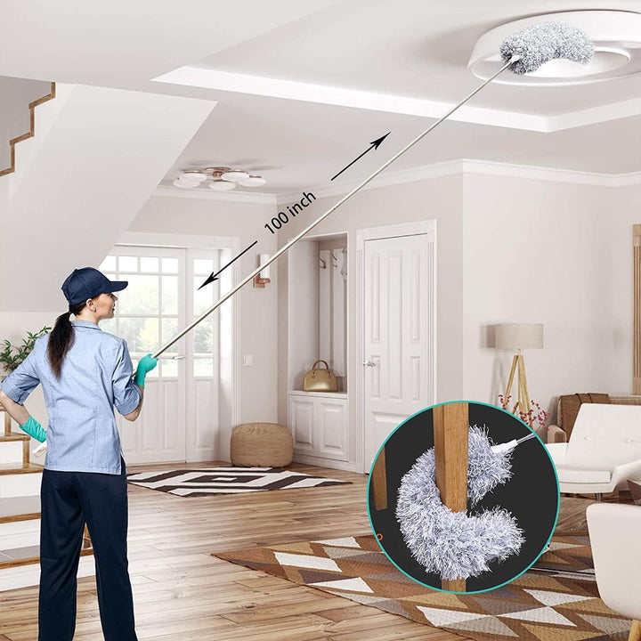 Telescopische plumeau 5m; lichtgewicht, wasbaar en duurzaam voor effectief stofvrij maken van hoogtes, zonder ladder.