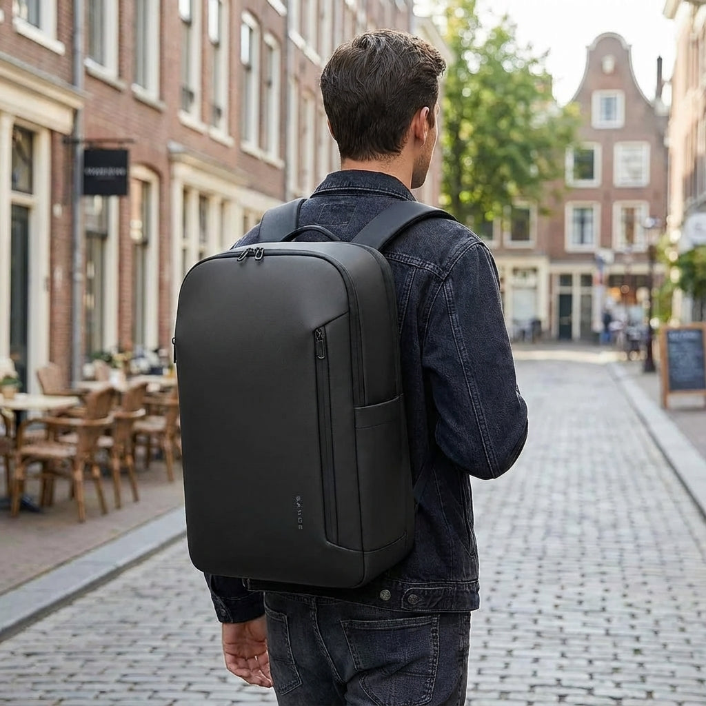 Transitex laptop rugzak unisex, zwart, perfect voor dagelijks gebruik, school, werk en reizen.