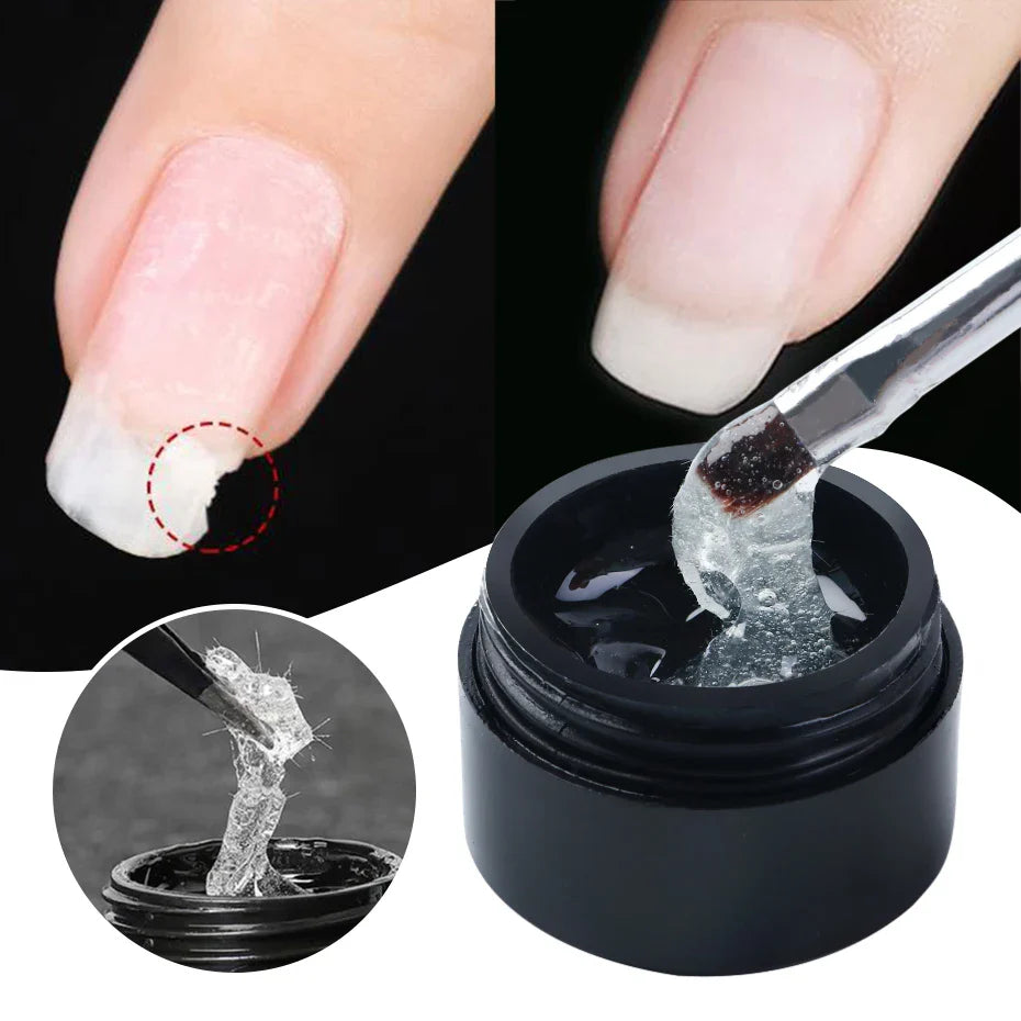 Transparante AlisaNails nagel reparatie gel voor dames; versterkt en herstelt gebroken nagels.