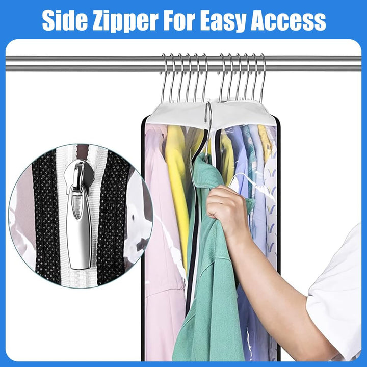 Kwalitatieve transparante kledinghoezen (6x) met zijrits. Houd je kleding stofvrij en netjes in de garderobe.