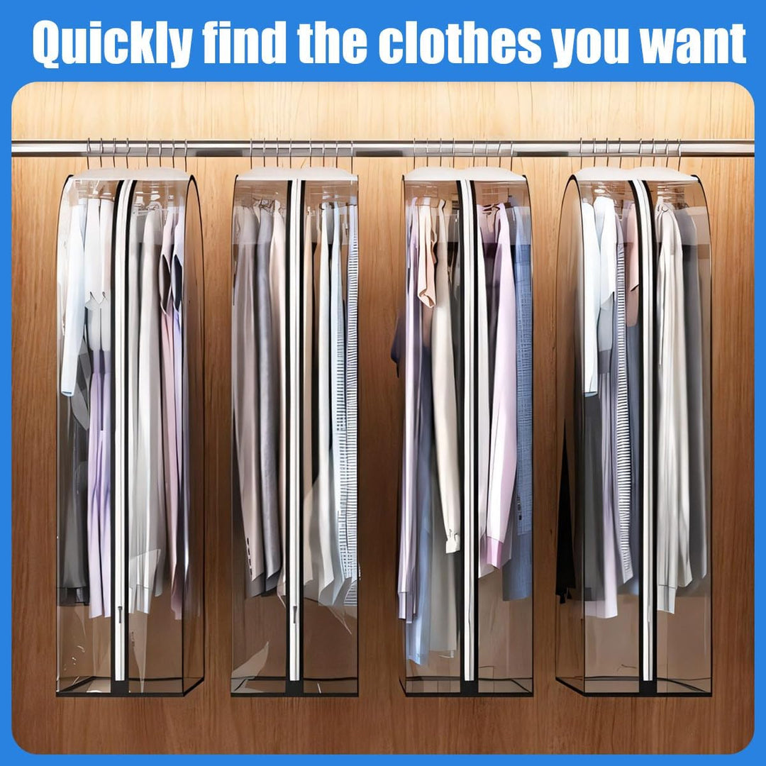 Kledinghoezen met handige zijrits, transparant design voor snel overzicht van je kleding, stofvrij bewaren.