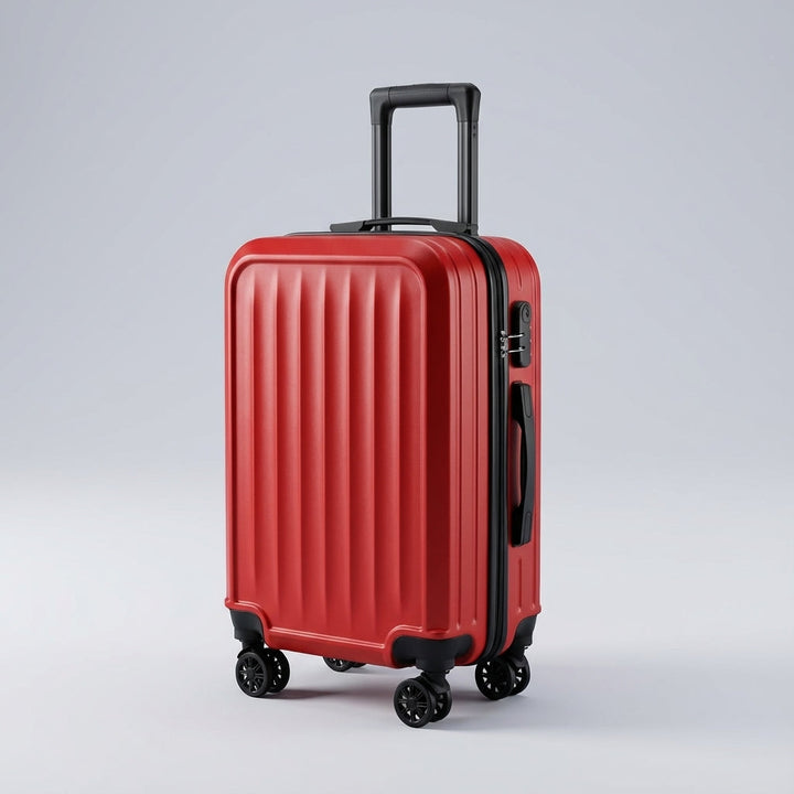 Robuuste geribbelde koffer beschermt je bagage tijdens elke reis; verkrijgbaar in roze.