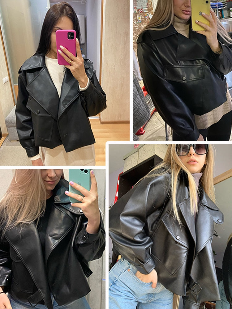 Zwart leren dames bomberjack, een klassieke en veelzijdige keuze voor elke outfit. Trendy jas voor vrouwen.