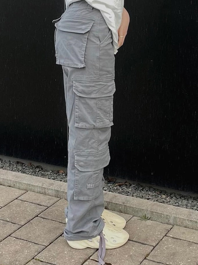 Casual dames cargo broek met wijde pijpen, een modieuze en comfortabele keuze voor de zomer.