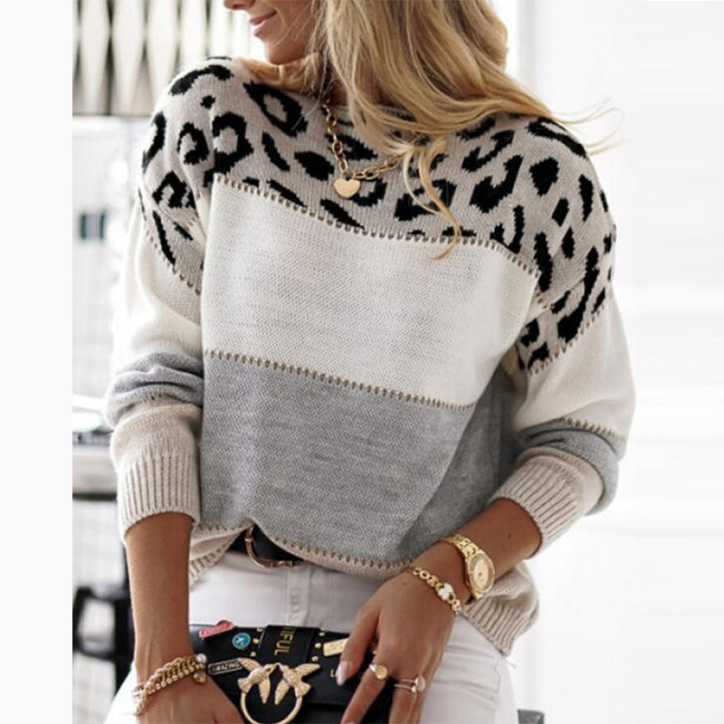 Stijlvolle dames trui met luipaardprint (YasminShirt), trendy en comfortabel voor diverse herfst/winter outfits.