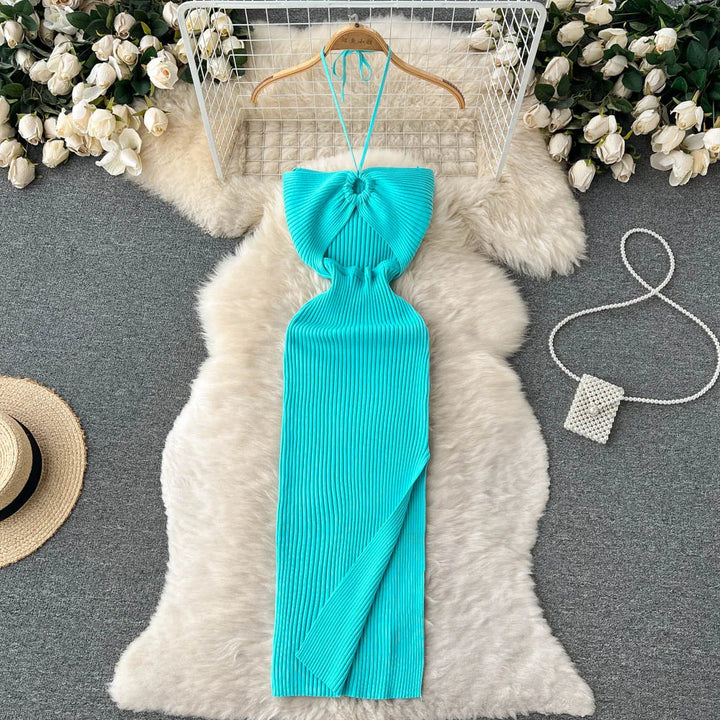 Zomerse dames kleding: trendy rugloze maxi jurk met zijsplit. Comfortabel en modieus voor elke gelegenheid.