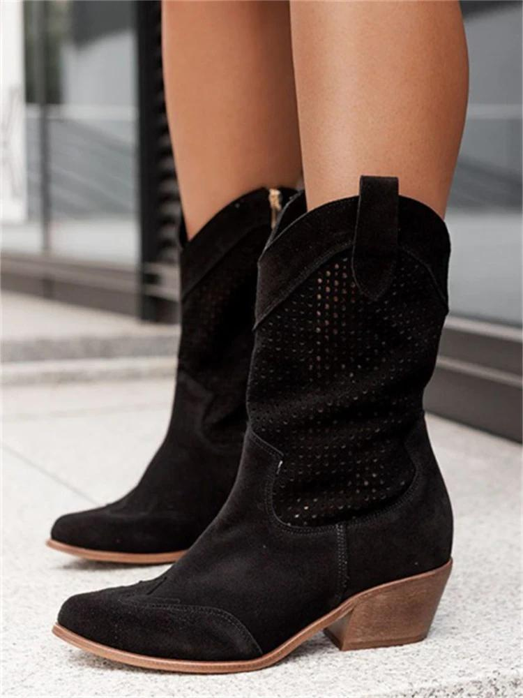 Bruine dames western cowboylaarzen, robuust en comfortabel, ideaal voor een trendy outdoor look.