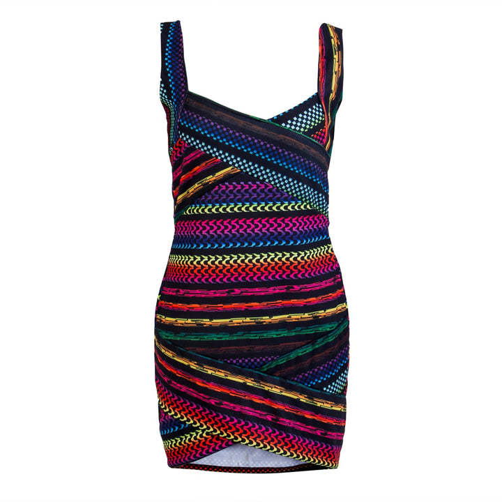 Feestelijke gestreepte bodycon jurk voor dames, een trendy en comfortabele keuze voor festivals.