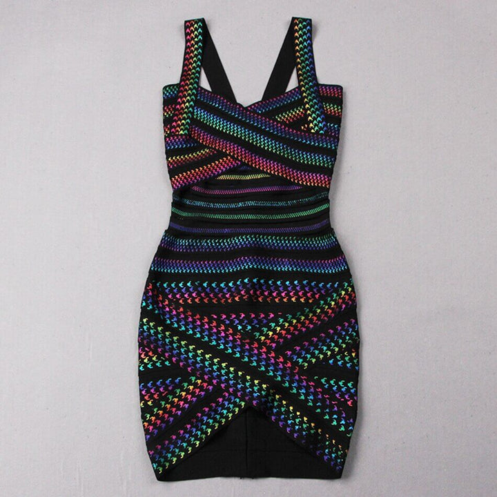 Veelzijdige mouwloze dames bodycon jurk met strepen, zowel feestelijk als casual te dragen.