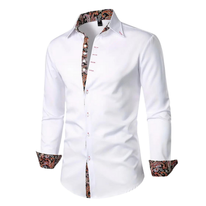 Stijlvol heren feestoverhemd met modern design, perfect voor een formele of casual chique look.