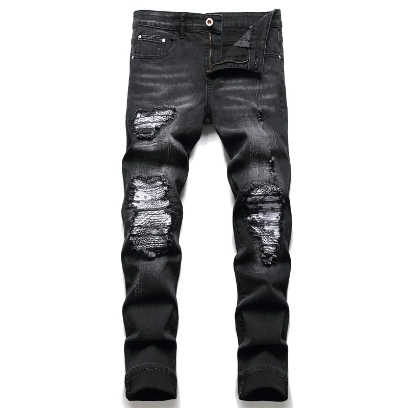 Trendy Jaxon slimfit herenjeans met modieuze scheuren, ideaal voor een casual herenmode outfit.