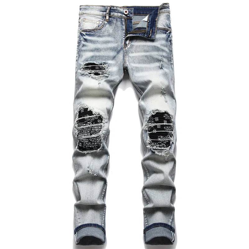 Trendy Jaxon gescheurde herenjeans. Deze slimfit spijkerbroek biedt een comfortabele en modieuze vintage stijl.