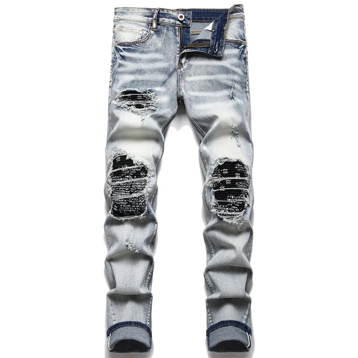 Trendy Jaxon gescheurde herenjeans. Deze slimfit spijkerbroek biedt een comfortabele en modieuze vintage stijl.