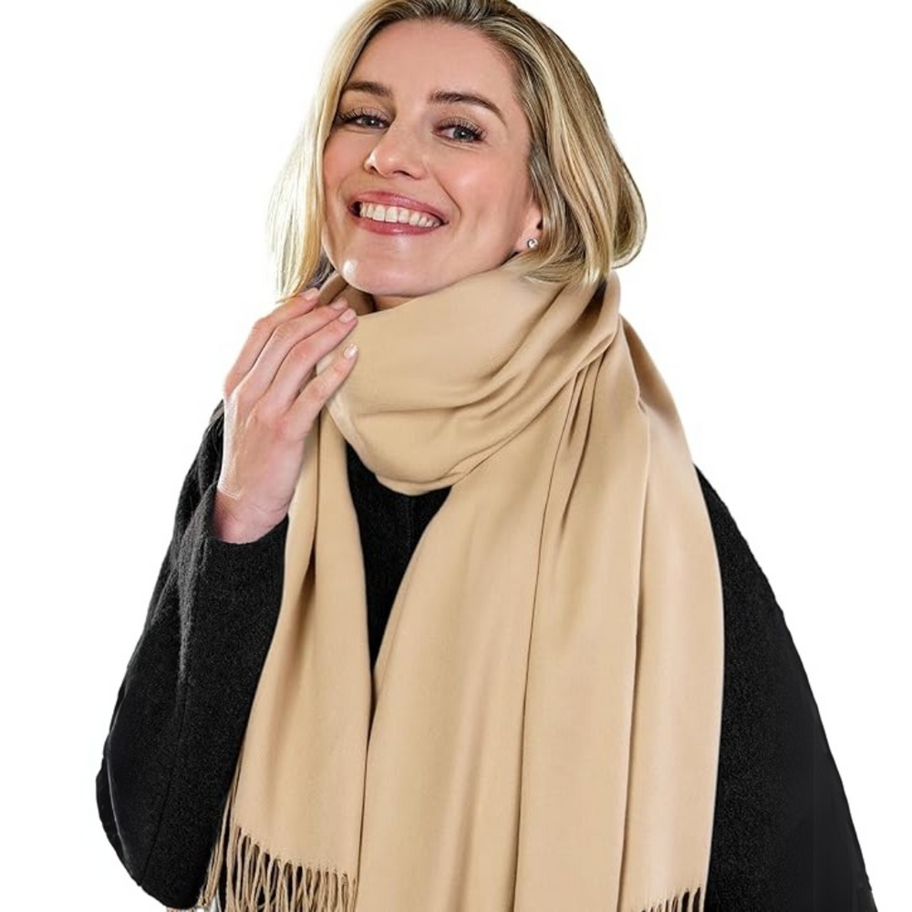 Zachte dames pashmina sjaal Eleanor met kasjmierlook, een elegant mode accessoire. Comfortabel en warm.