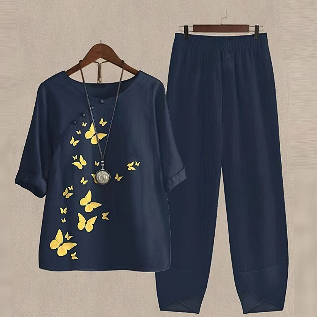 Trendy tweedelige dames lente/zomer set LenaDuo in comfortabele stof, perfect voor stijlvolle outfits.
