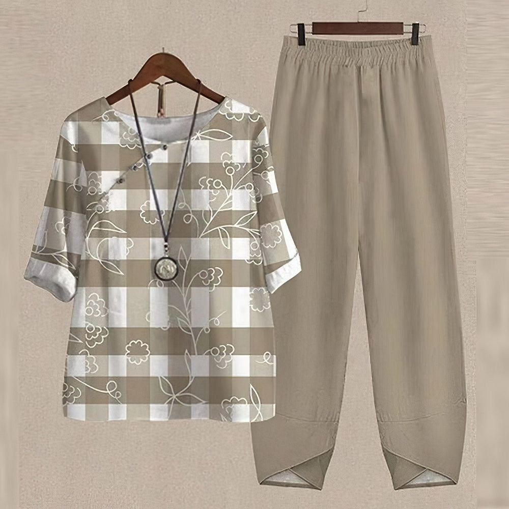 Comfortabele dames LenaDuo zomerset, tweedelig met losse pasvorm, ideaal voor warme lentedagen en zomeravonden.