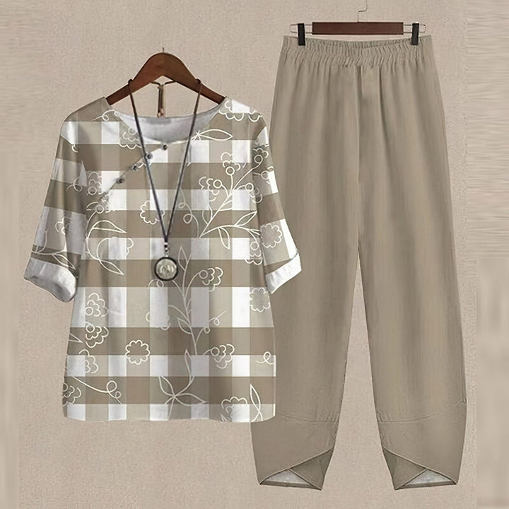Comfortabele dames LenaDuo zomerset, tweedelig met losse pasvorm, ideaal voor warme lentedagen en zomeravonden.