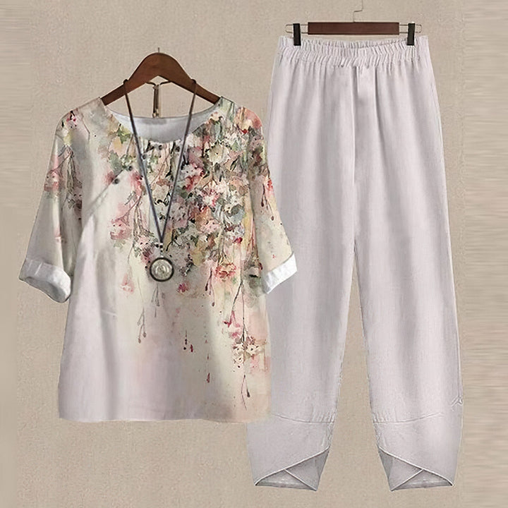 Stijlvolle dames mode set, LenaDuo tweedelig, veelzijdig voor casual of elegante lente/zomer looks.