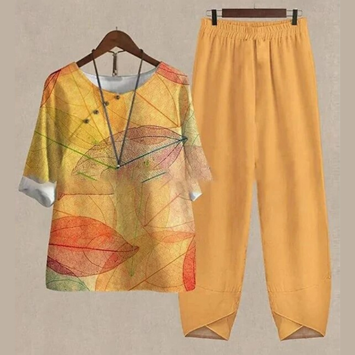 Nieuwste dameskleding mode: Trendy LenaDuo tweedelige set, comfortabel en stijlvol voor de lente- en zomercollectie.