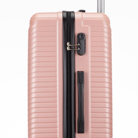 Elegante Santorini hardcase kofferset in lichte kleur, perfecte reisbagage met TSA slot en 360° zwenkwielen.