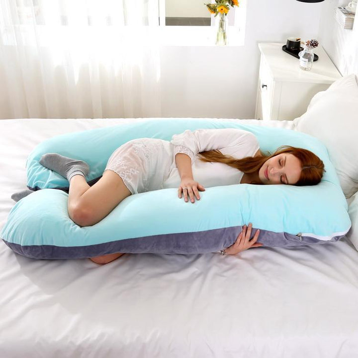 Een zacht, ergonomisch U-vormig kussen, essentieel voor comfort tijdens de zwangerschap.