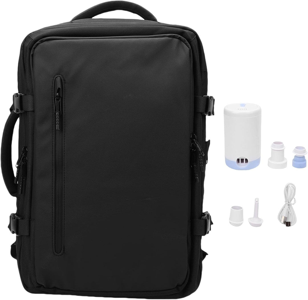 Uitschuifbare vacuüm reisrugzak 56-75L met pomp, ideaal voor compact reizen en meer pakruimte.