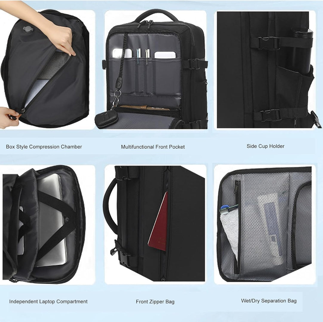 Veelzijdige uitschuifbare vacuümrugzak 56-75L, perfect als compressierugzak voor reizen en avontuur.