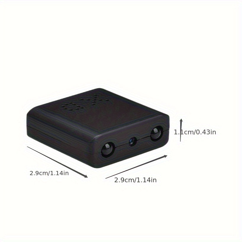 Zwarte Full HD beveiligingscamera, ultra-compact ontwerp, perfect voor discrete bewaking binnenshuis.