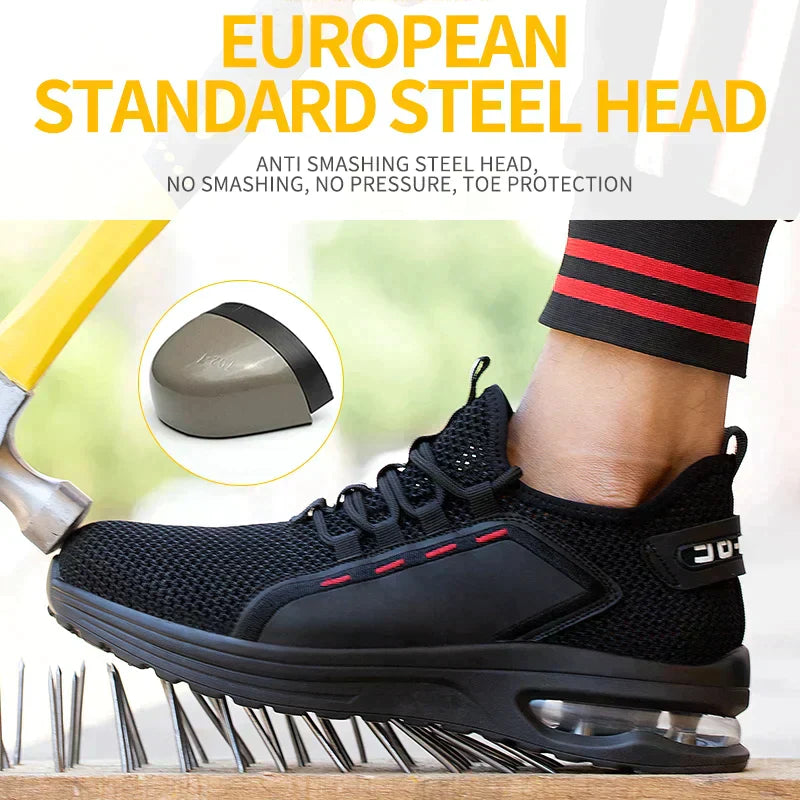 Ademende SteelFlex One veiligheidsschoenen, lichtgewicht en comfortabel voor lange werkdagen, unisex.