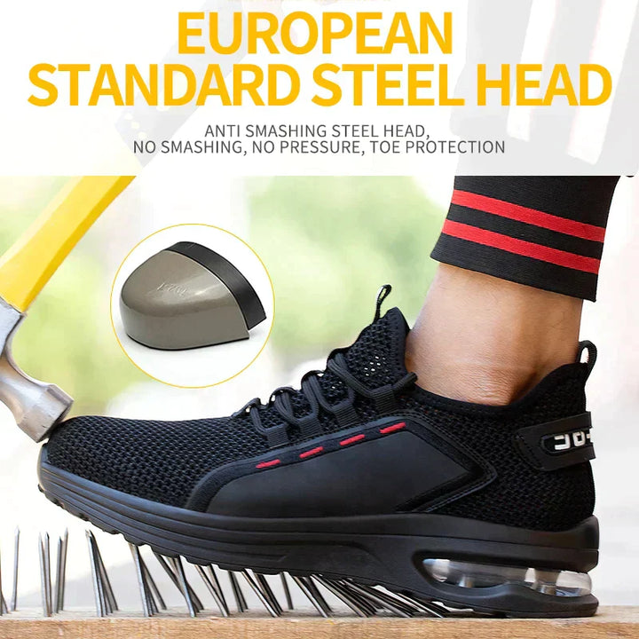 Ademende SteelFlex One veiligheidsschoenen, lichtgewicht en comfortabel voor lange werkdagen, unisex.